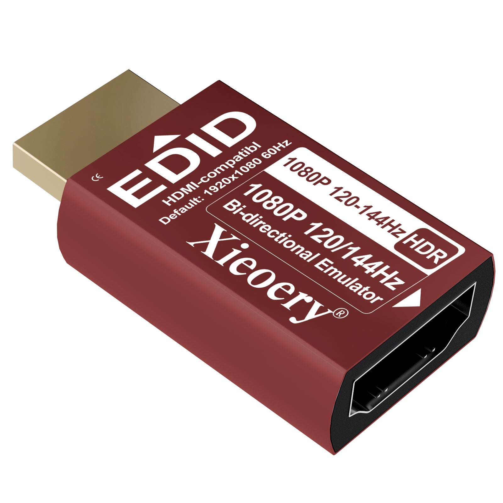 Xieoery HDMI EDID Emulator 1080P 144Hz HDR, Bi-Directional HDMI Dummy Plug, Default 1920×1080@60Hz Virtual Display for Headless PCs, Gaming & Remote Desktop