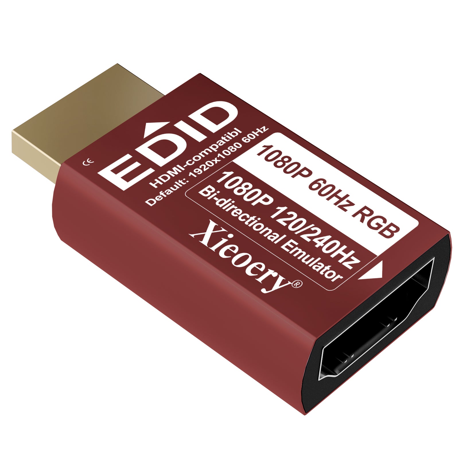 Xieoery HDMI EDID Emulator 1080P 240Hz RGB, HDMI Dummy Plug with Full RGB Color, Default 1920×1080@60Hz Virtual Display for Headless PCs, Gaming Servers & High-FPS Workflows
