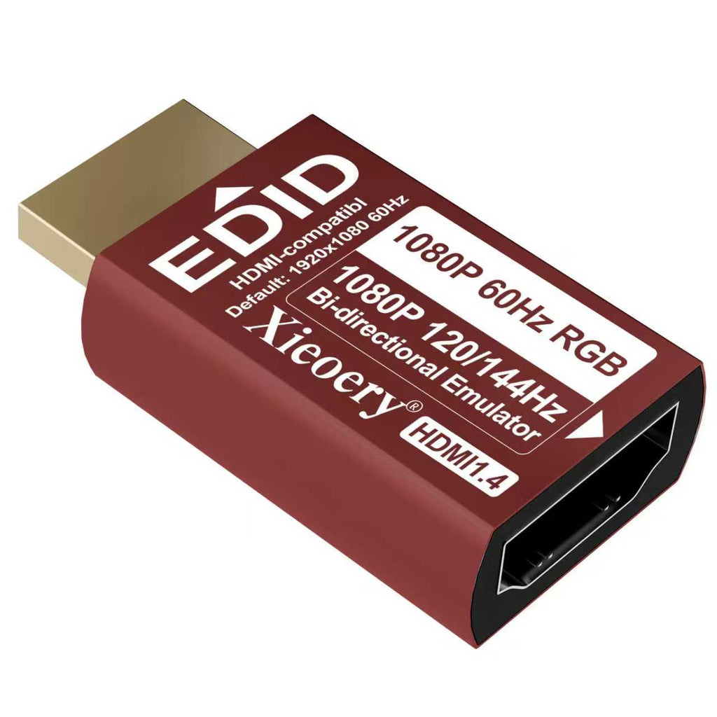 HDMI EDID Emulator Dummy Plug, 1080P 60Hz RGB Default HDMI Display Adapter, Multi-Resolution High Refresh Support up to 144Hz, for Headless Servers & Remote Desktop