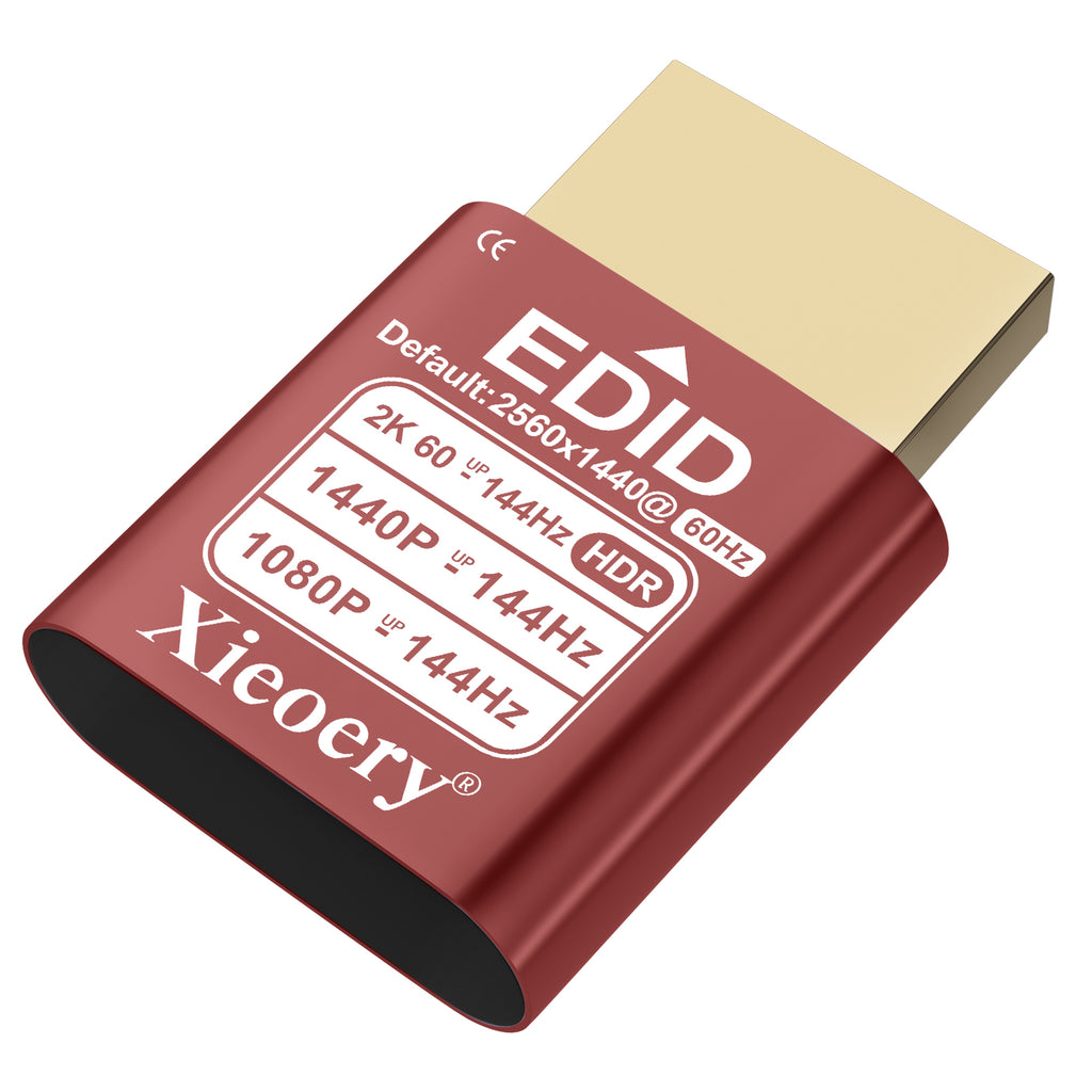 Xieoery 2K Headless HDMI Dummy Plug with HDR, 2560×1440 EDID Emulator, 60–144Hz Virtual Display Adapter for Headless PCs, GPU Servers & Remote Desktop