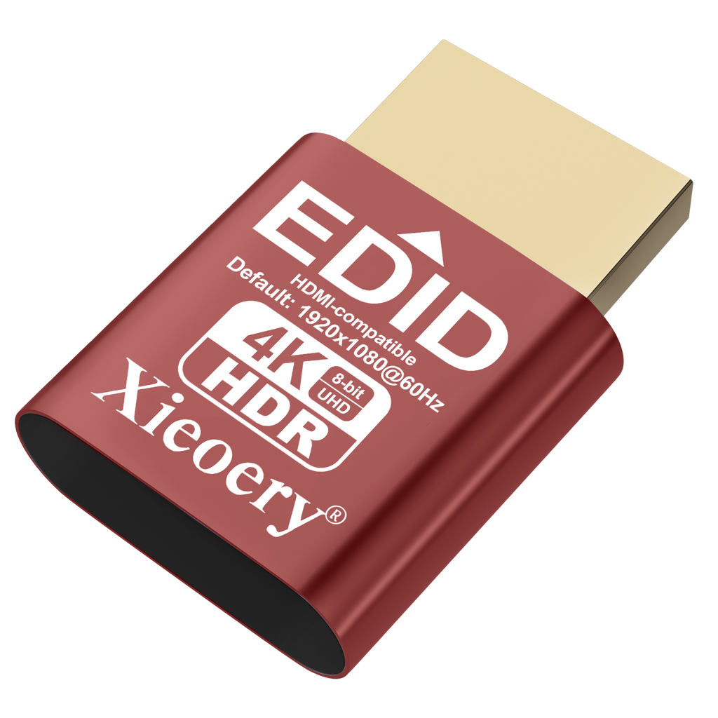 Xieoery HDMI HDR EDID Emulator, Default 1080P 60Hz Dummy Plug, Virtual Display Adapter with HDR Support up to 4K 60Hz for Headless PCs & Remote Desktop