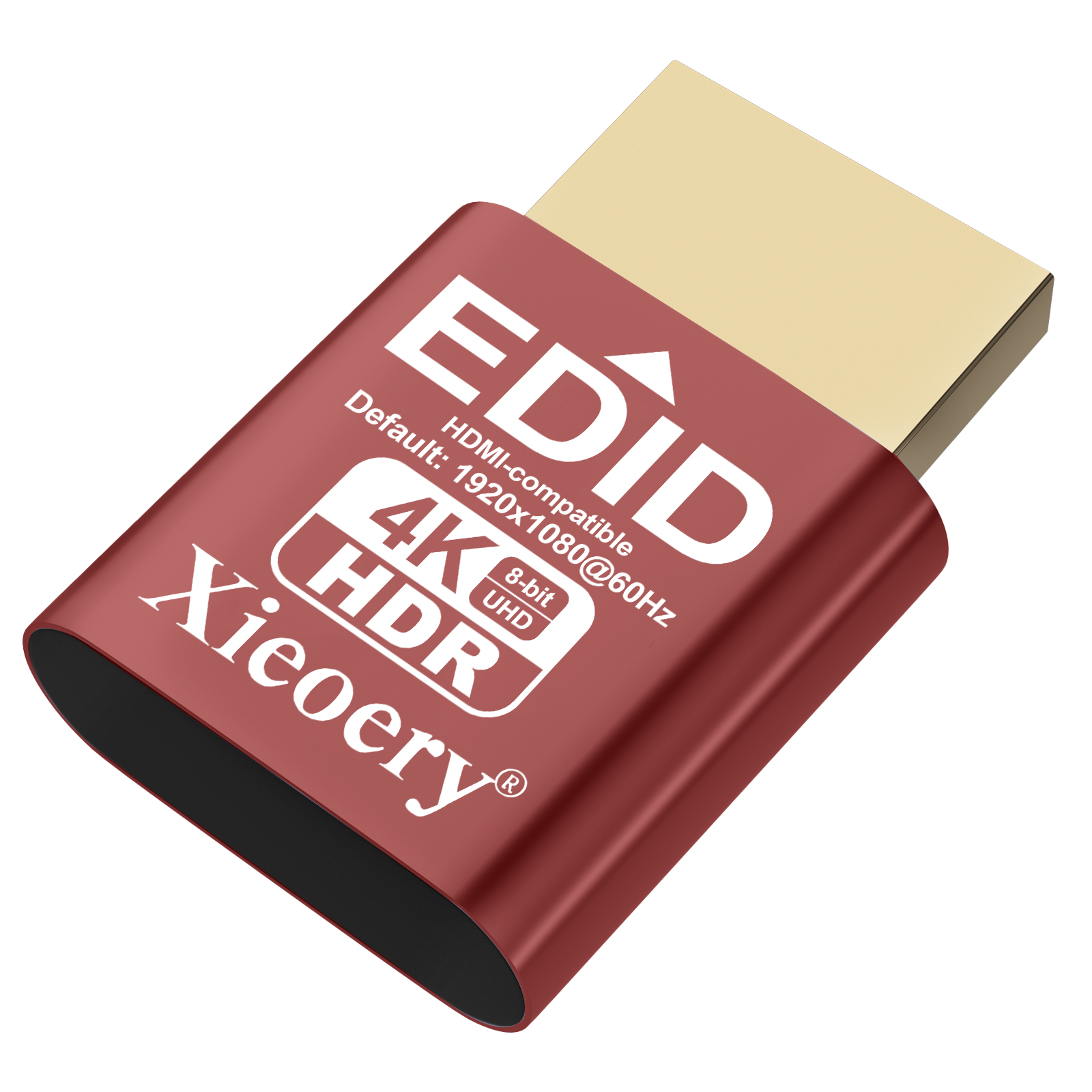 Xieoery HDMI HDR EDID Emulator, Default 1080P 60Hz Dummy Plug, Virtual Display Adapter with HDR Support up to 4K 60Hz for Headless PCs & Remote Desktop