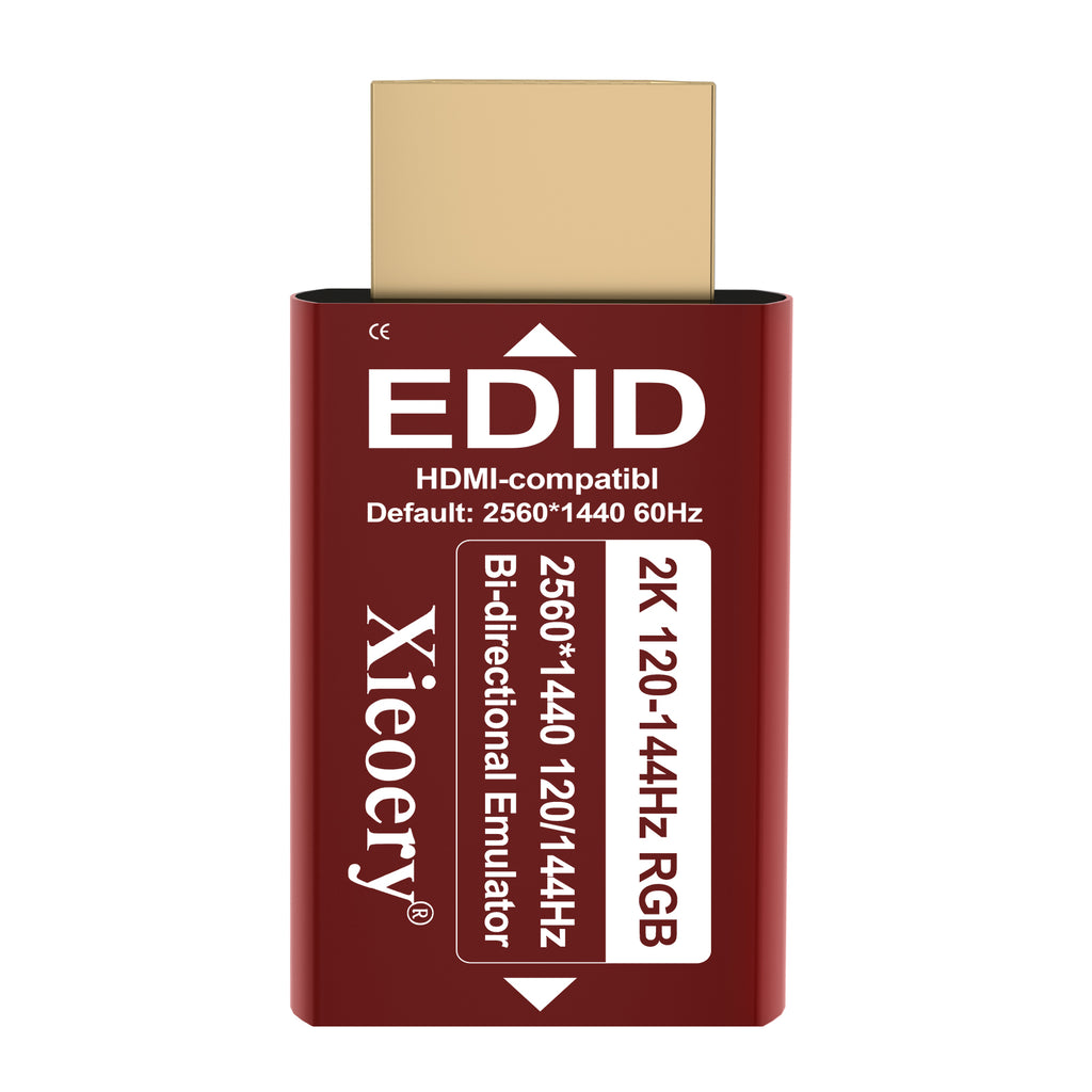 Xieoery HDMI EDID Emulator 2K 1440P 144Hz RGB, Bi-Directional HDMI Dummy Plug, Default 2560×1440@60Hz Virtual Display for Headless PCs, Gaming Servers & High-FPS Workflows