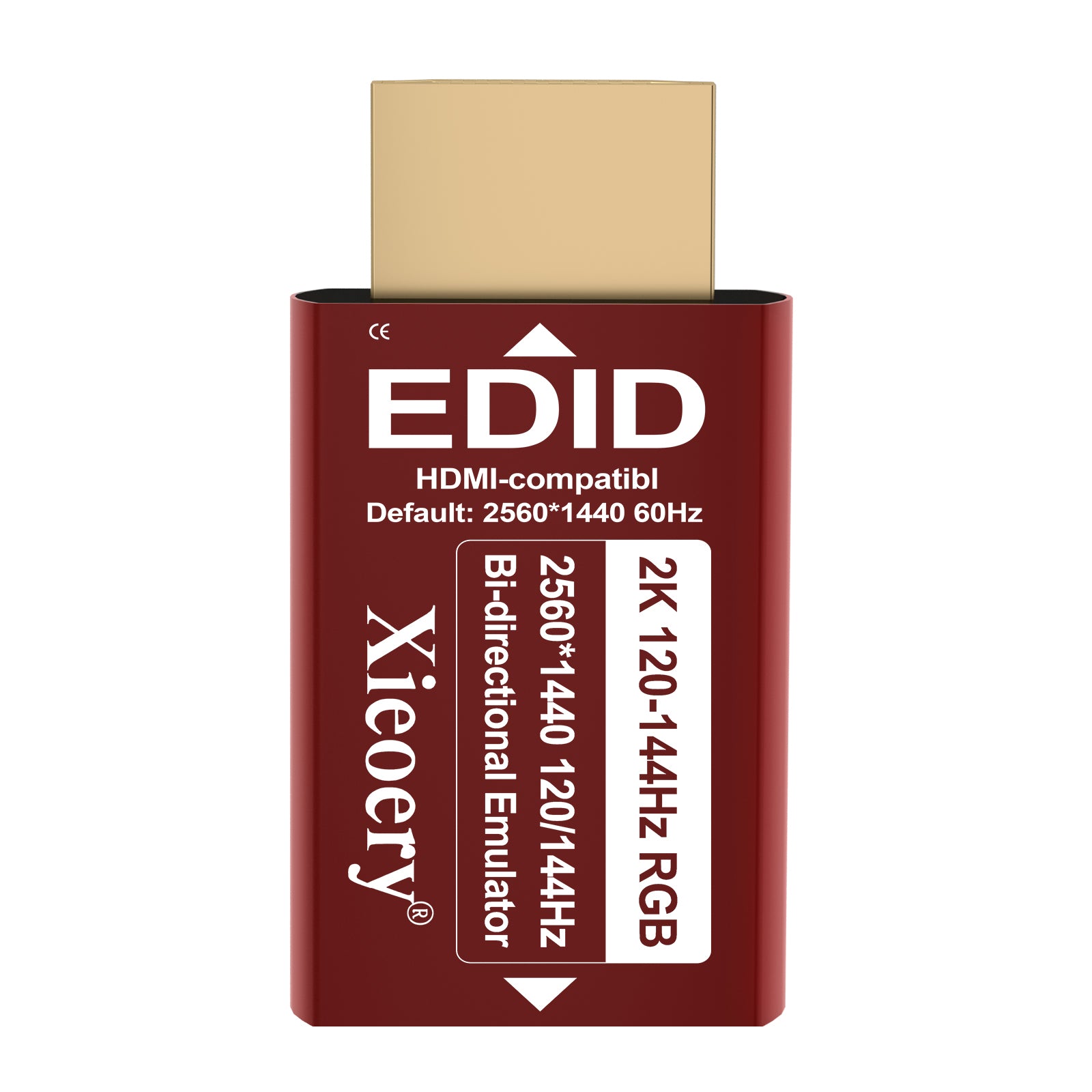 Xieoery HDMI EDID Emulator 2K 1440P 144Hz RGB, Bi-Directional HDMI Dummy Plug, Default 2560×1440@60Hz Virtual Display for Headless PCs, Gaming Servers & High-FPS Workflows