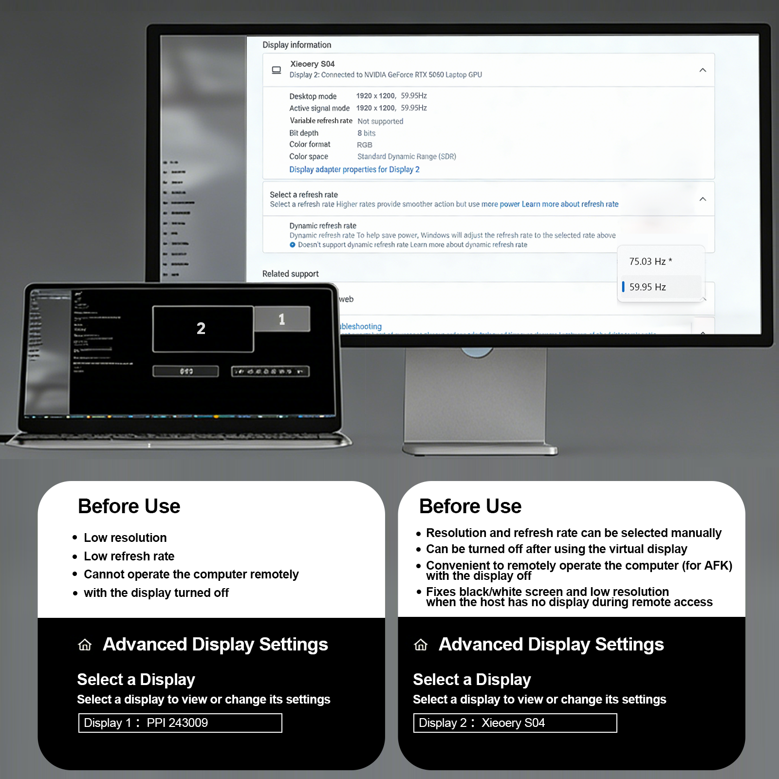 HDMI EDID Emulator Dummy Plug, 1920×1200 HDMI Display Adapter for Headless Servers & Industrial PCs, Stable EDID Emulation, Multi-Resolution Support up to 1920×1200@60Hz