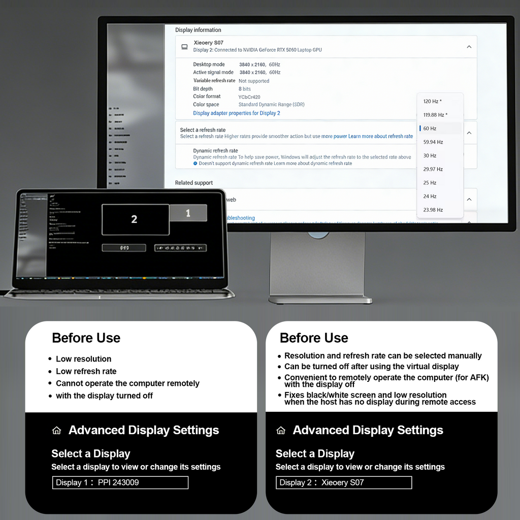 4K HDMI EDID Emulator Dummy Plug, UHD HDMI Display Adapter with Default 3840×2160@60Hz, Stable EDID Emulation, Multi-Resolution Support for Headless Servers & Remote Deskto