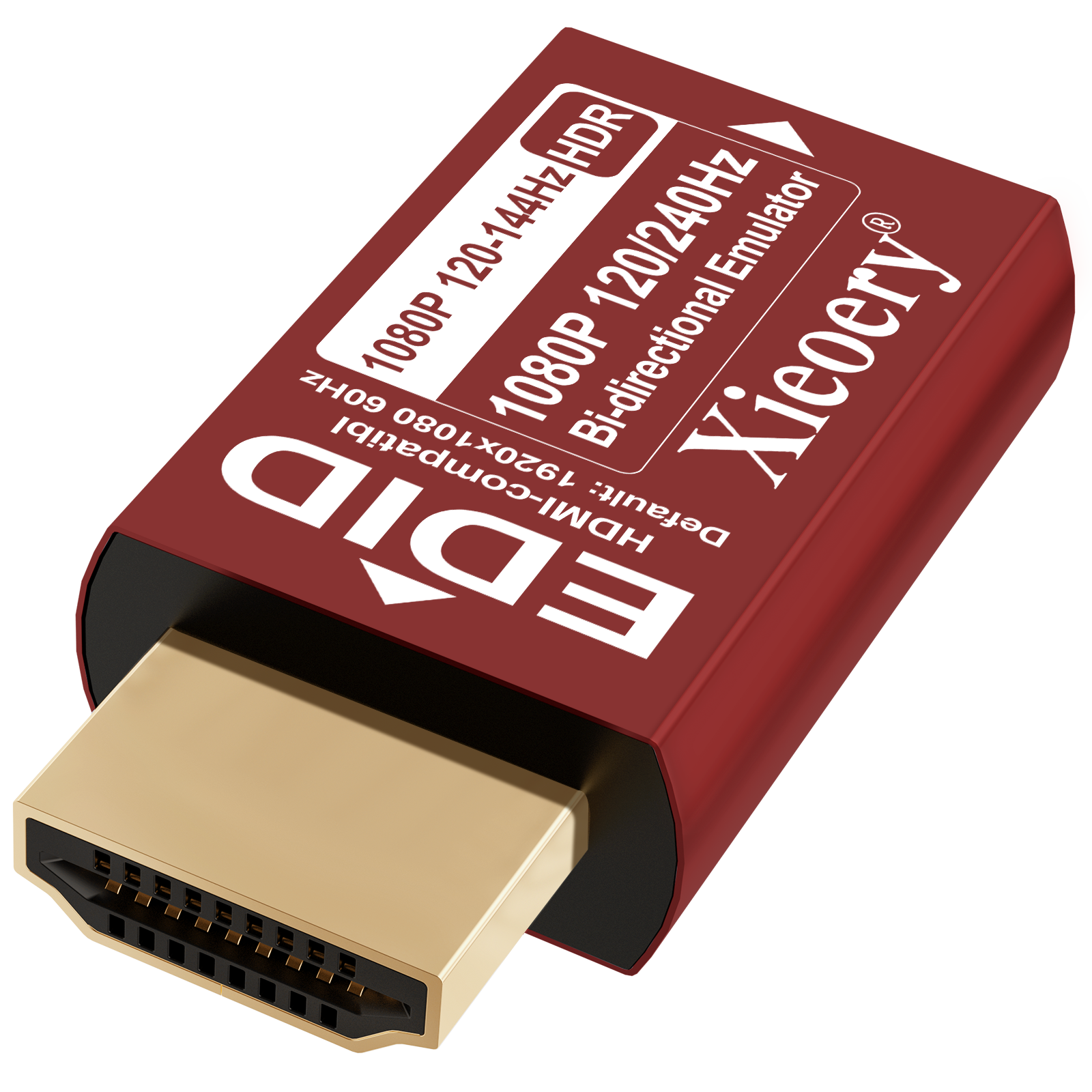Xieoery HDMI EDID Emulator 1080P 144Hz HDR, Bi-Directional HDMI Dummy Plug, Default 1920×1080@60Hz Virtual Display for Headless PCs, Gaming & Remote Desktop
