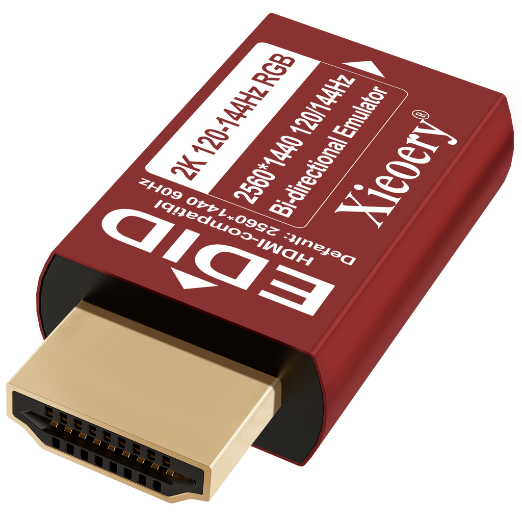 Xieoery HDMI EDID Emulator 2K 1440P 144Hz RGB, Bi-Directional HDMI Dummy Plug, Default 2560×1440@60Hz Virtual Display for Headless PCs, Gaming Servers & High-FPS Workflows