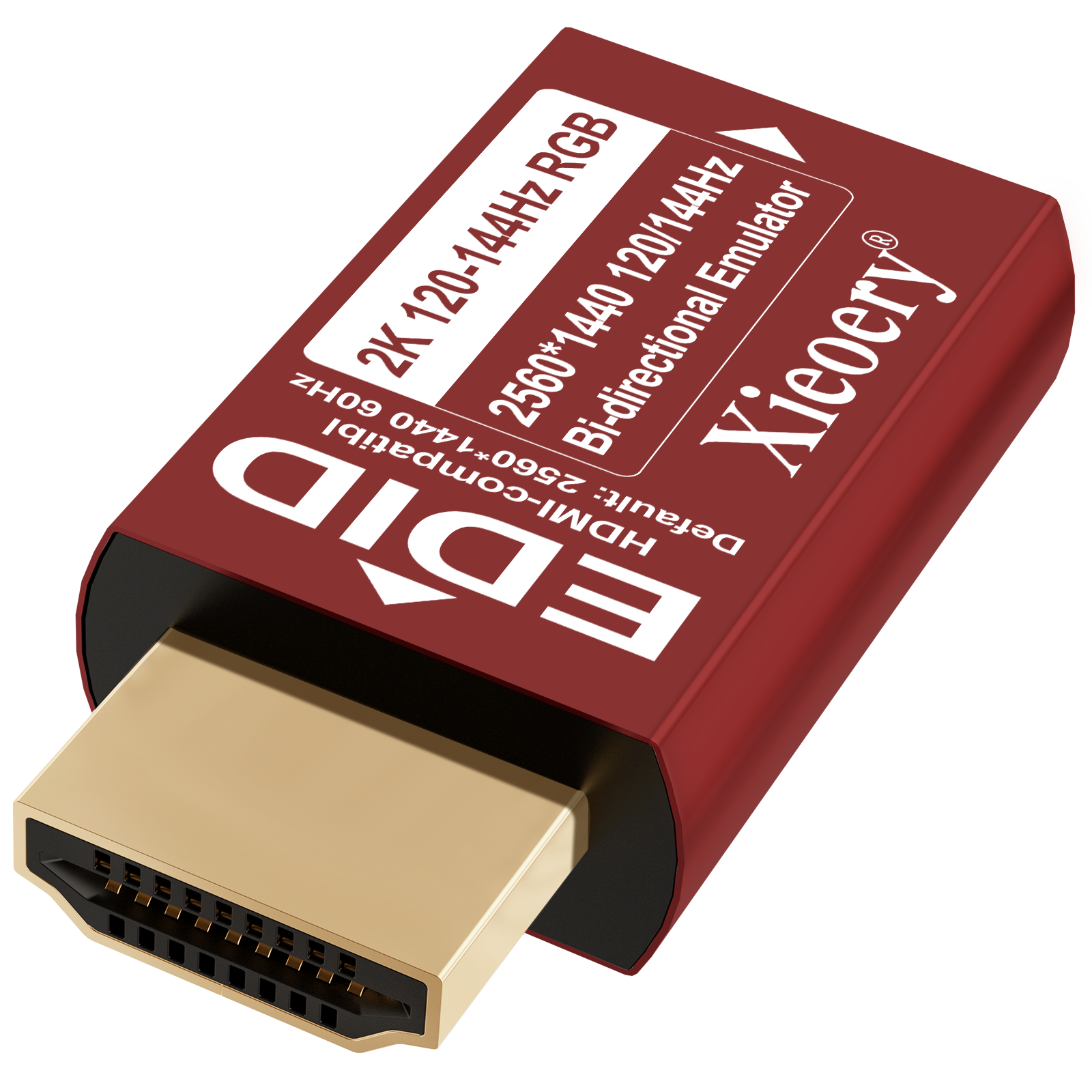 Xieoery HDMI EDID Emulator 2K 1440P 144Hz RGB, Bi-Directional HDMI Dummy Plug, Default 2560×1440@60Hz Virtual Display for Headless PCs, Gaming Servers & High-FPS Workflows