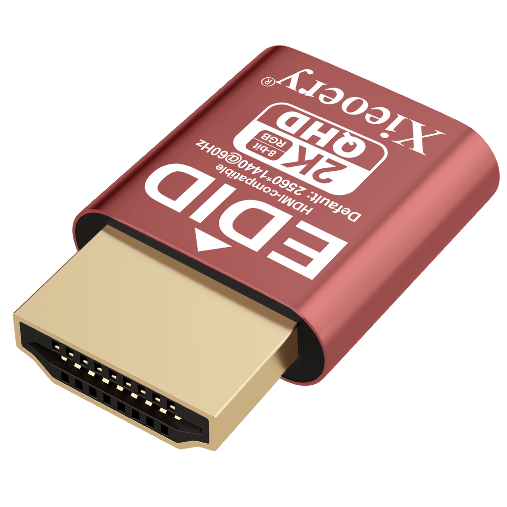 Xieoery 2K QHD HDMI EDID Emulator 2560×1440 60Hz Default, Dummy HDMI Plug for Remote Desktop, Headless Servers, GPU Rigs, Industrial PCs, Stable Display