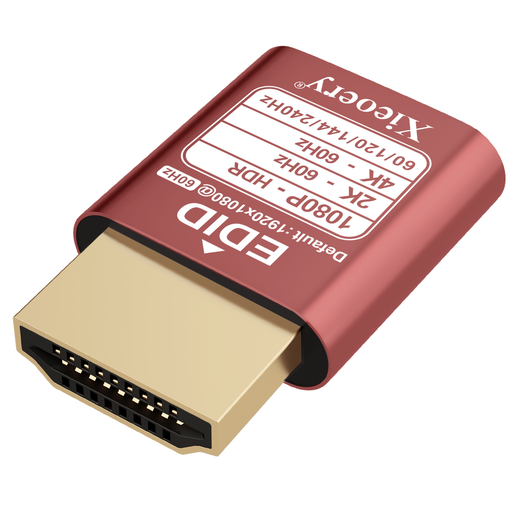 Xieoery Headless Ghost HDMI Dummy Plug with HDR, 1080P/2K EDID Emulator, 240Hz Virtual Monitor Adapter for Headless PCs, GPU Servers, Remote Desktop and Rendering Workstations