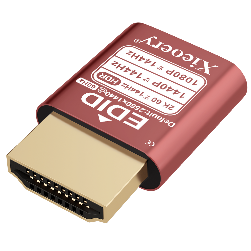 Xieoery 2K Headless HDMI Dummy Plug with HDR, 2560×1440 EDID Emulator, 60–144Hz Virtual Display Adapter for Headless PCs, GPU Servers & Remote Desktop