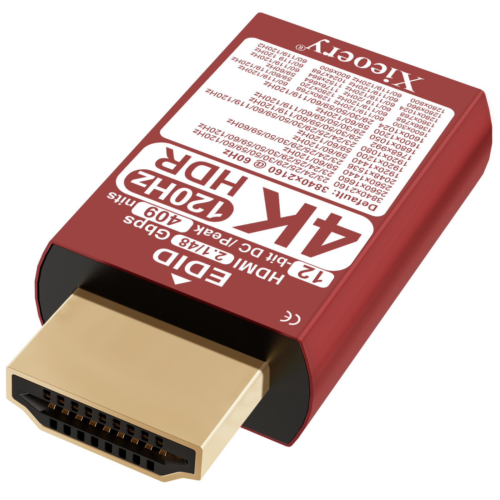 Xieoery HDMI 2.1 4K HDR EDID Emulator, 12-Bit Deep Color Dummy Plug with 409 Nits Peak Brightness, Default 3840×2160@60Hz Virtual Display for Headless GPUs & Remote Desktop