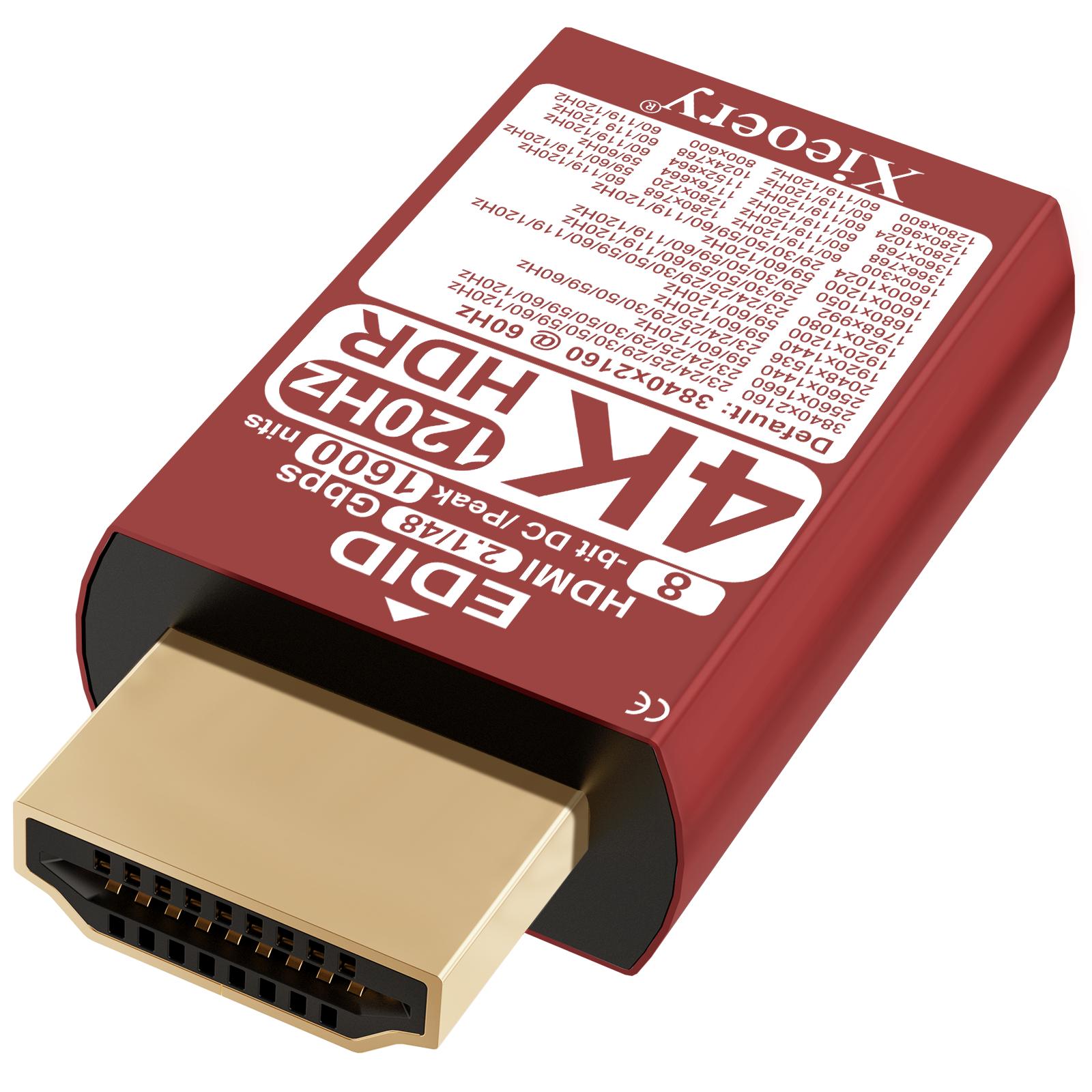 Xieoery HDMI 2.1 4K 120Hz HDR EDID Emulator, 8-Bit Deep Color Dummy Plug with 1600 Nits Peak Brightness, Default 3840×2160@60Hz Virtual Display for Headless GPUs