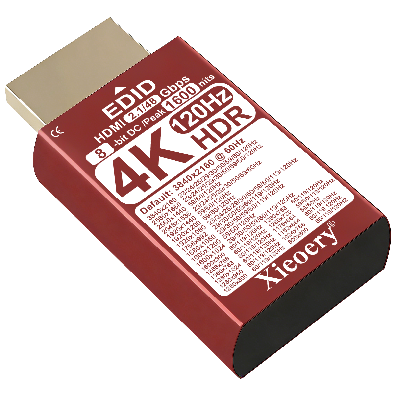 Xieoery HDMI 2.1 4K 120Hz HDR EDID Emulator, 8-Bit Deep Color Dummy Plug with 1600 Nits Peak Brightness, Default 3840×2160@60Hz Virtual Display for Headless GPUs