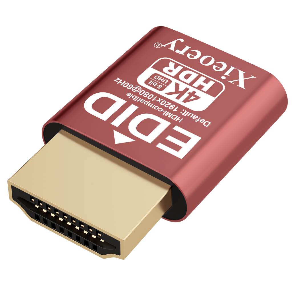 Xieoery HDMI HDR EDID Emulator, Default 1080P 60Hz Dummy Plug, Virtual Display Adapter with HDR Support up to 4K 60Hz for Headless PCs & Remote Desktop