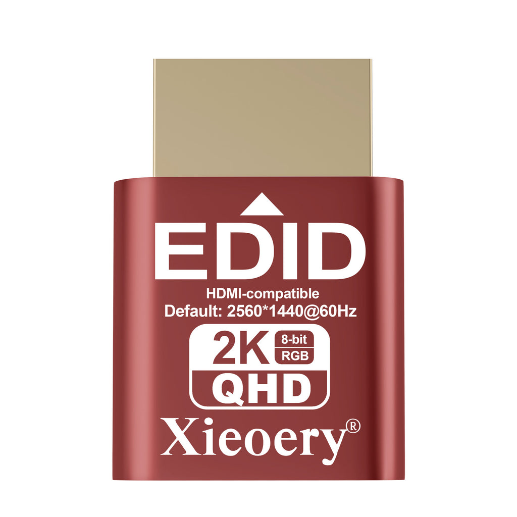 Xieoery 2K QHD HDMI EDID Emulator 2560×1440 60Hz Default, Dummy HDMI Plug for Remote Desktop, Headless Servers, GPU Rigs, Industrial PCs, Stable Display