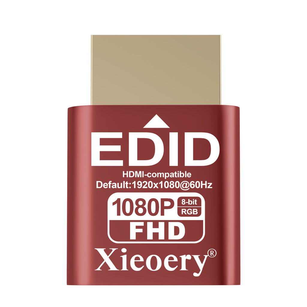 Xieoery HDMI EDID Emulator 1080P 60Hz RGB, FHD Dummy HDMI Plug for Remote Desktop, Headless Servers, GPU Rigs, Industrial PCs, Stable Display Output & Multi-Resolution EDID Support 1920×1080–800×600
